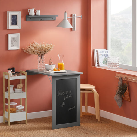 SoBuy FWT20-HG Vouwbaar Wandbureau Opvouwbare Wandtafel met Schoolbord Klaptafel