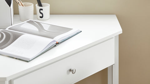 SoBuy FWT31-W Hoekbureau Bureau Tafel Computertafel met Lade - Wit - 76x76x76cm
