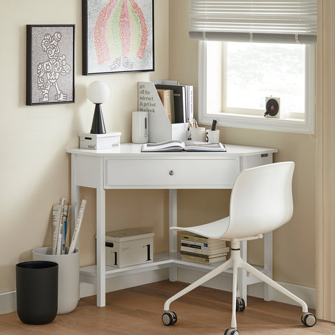 SoBuy FWT31-W Hoekbureau Bureau Tafel Computertafel met Lade - Wit - 76x76x76cm
