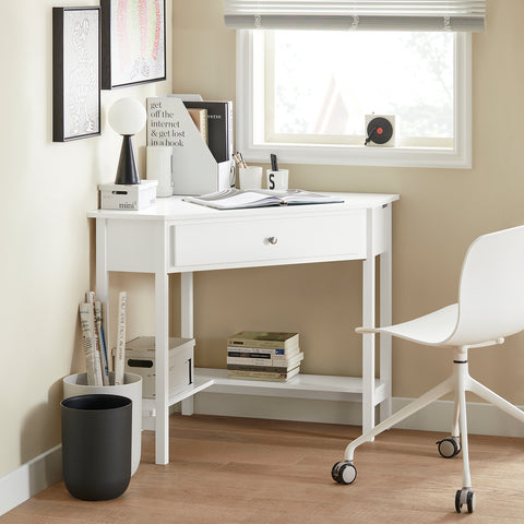 SoBuy FWT31-W Hoekbureau Bureau Tafel Computertafel met Lade - Wit - 76x76x76cm