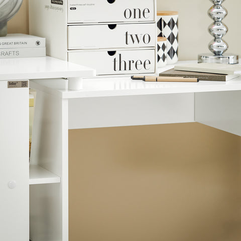 SoBuy FWT35-W Bureau Werktafel Computertafel - drie legplanken - Lade - Wit