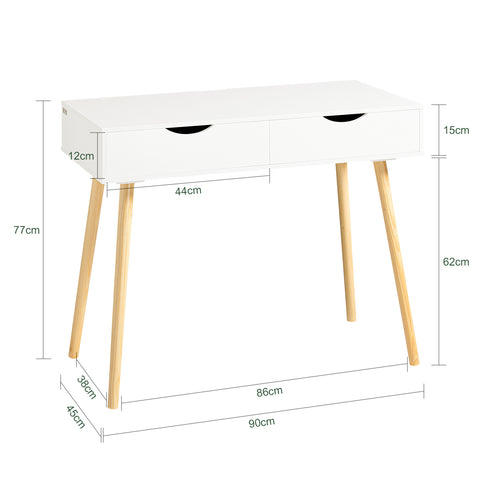 SoBuy FWT40-WN Bureau Bureautafel Computertafel Kantoortafel kinderbureau met 2 Lades