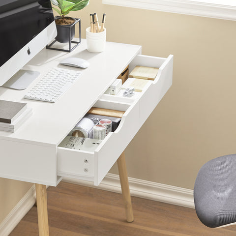 SoBuy FWT40-WN Bureau Bureautafel Computertafel Kantoortafel kinderbureau met 2 Lades