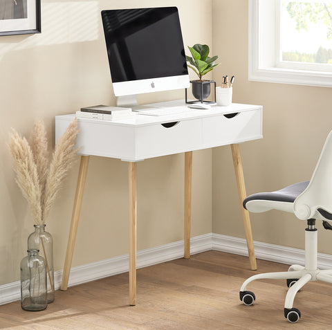 SoBuy FWT40-WN Bureau Bureautafel Computertafel Kantoortafel kinderbureau met 2 Lades