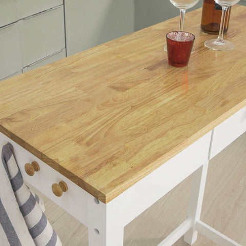 SoBuy FWT50-WN Bartafel met 2 Barkrukken - Wit