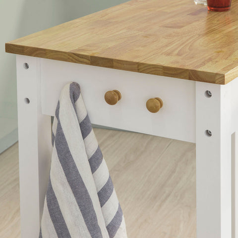 SoBuy FWT50-WN Bartafel met 2 Barkrukken - Wit