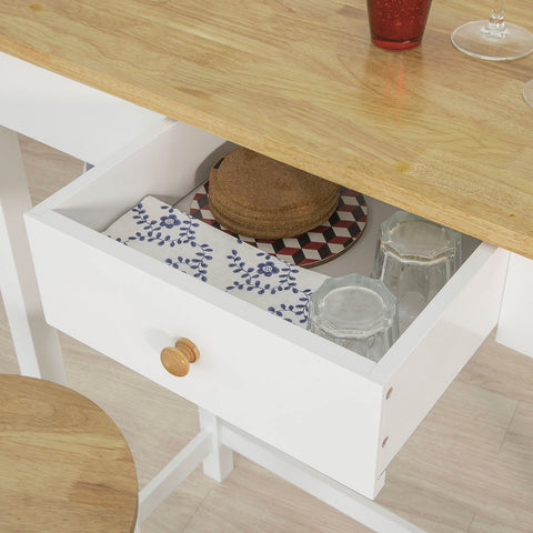 SoBuy FWT50-WN Bartafel met 2 Barkrukken - Wit