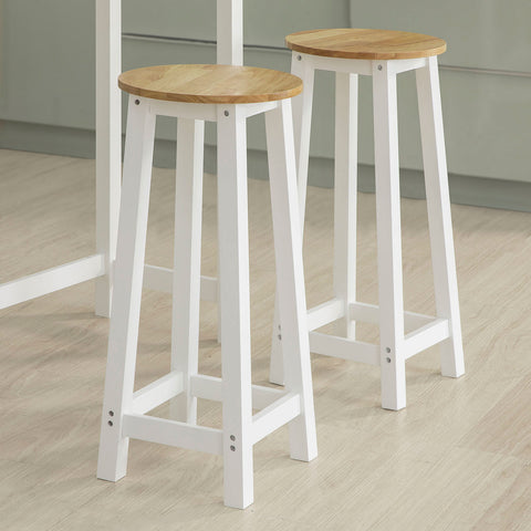 SoBuy FWT50-WN Bartafel met 2 Barkrukken - Wit
