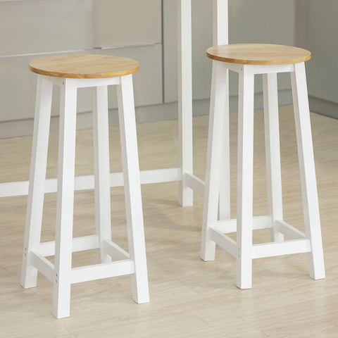 SoBuy FWT50-WN Bartafel met 2 Barkrukken - Wit
