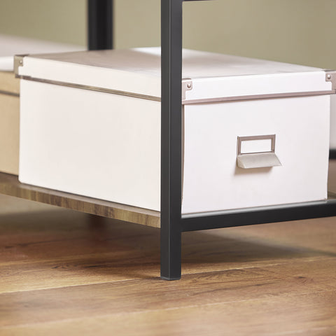 SoBuy FWT62-N klaptafel met 2 kleppen en 3 opslagplanken, Opvouwbare Keukentafel, Opklapbare Eettafel, Ruimtebesparend