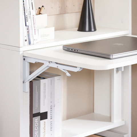 SoBuy FWT92-H-W Schrijftafel inklapbaar computertafel met planken klaptafel werktafel bureau voor thuiskantoor wandtafel laptoptafel