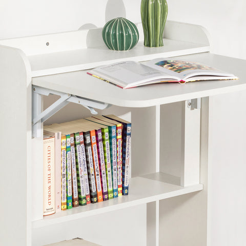 SoBuy FWT92-W Opklapbaar bureau, opklapbare computertafel Multifunctioneel bureau met opbergplanken