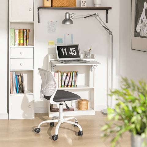SoBuy FWT92-W Opklapbaar bureau, opklapbare computertafel Multifunctioneel bureau met opbergplanken