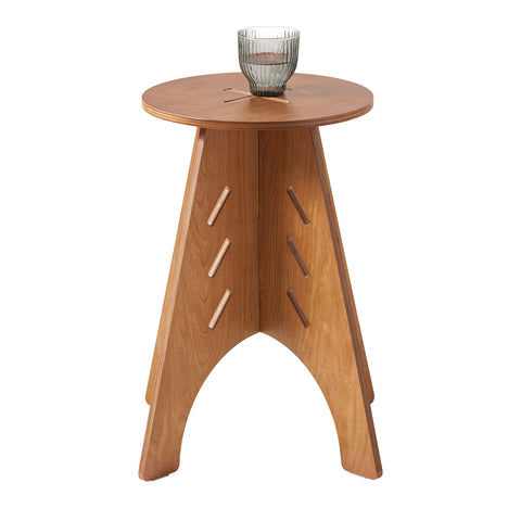 SoBuy HFBT01-K-BR Ronde Houten Bijzettafel, Ronde Salontafel, Nachtkastje, Koffietafel, Telefoontafel, voor Woonkamer, Slaapkamer, Structuur Pen-en-Gat, Bruin