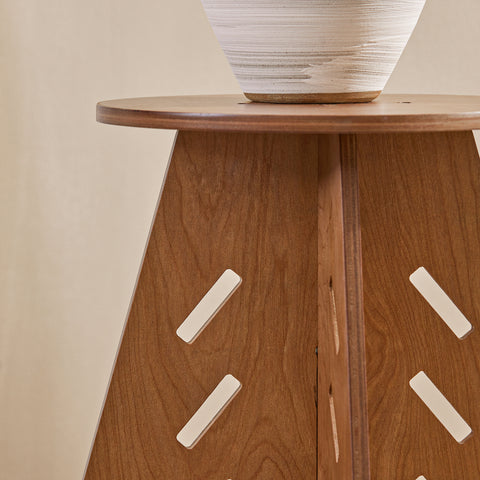 SoBuy HFBT01-K-BR Ronde Houten Bijzettafel, Ronde Salontafel, Nachtkastje, Koffietafel, Telefoontafel, voor Woonkamer, Slaapkamer, Structuur Pen-en-Gat, Bruin