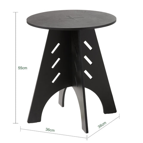 SoBuy HFBT01-SCH Ronde Houten Bijzettafel, Ronde Salontafel, Nachtkastje, Koffietafel, Telefoontafel, voor Woonkamer, Slaapkamer, Structuur Pen-en-Gat, Zwart