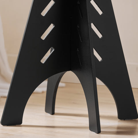 SoBuy HFBT01-SCH Ronde Houten Bijzettafel, Ronde Salontafel, Nachtkastje, Koffietafel, Telefoontafel, voor Woonkamer, Slaapkamer, Structuur Pen-en-Gat, Zwart