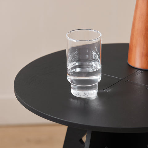 SoBuy HFBT01-SCH Ronde Houten Bijzettafel, Ronde Salontafel, Nachtkastje, Koffietafel, Telefoontafel, voor Woonkamer, Slaapkamer, Structuur Pen-en-Gat, Zwart