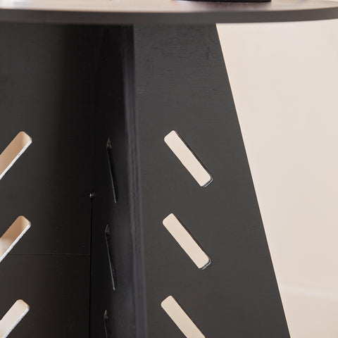 SoBuy HFBT01-SCH Ronde Houten Bijzettafel, Ronde Salontafel, Nachtkastje, Koffietafel, Telefoontafel, voor Woonkamer, Slaapkamer, Structuur Pen-en-Gat, Zwart