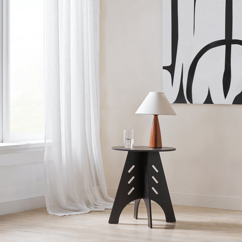 SoBuy HFBT01-SCH Ronde Houten Bijzettafel, Ronde Salontafel, Nachtkastje, Koffietafel, Telefoontafel, voor Woonkamer, Slaapkamer, Structuur Pen-en-Gat, Zwart