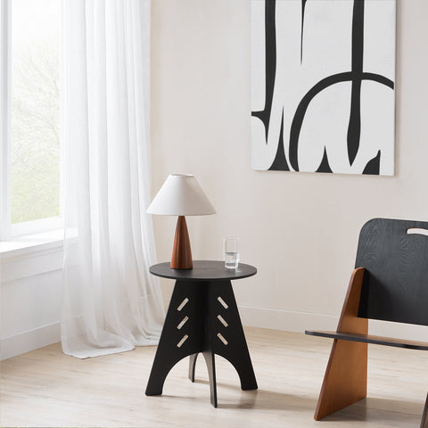 SoBuy HFBT01-SCH Ronde Houten Bijzettafel, Ronde Salontafel, Nachtkastje, Koffietafel, Telefoontafel, voor Woonkamer, Slaapkamer, Structuur Pen-en-Gat, Zwart