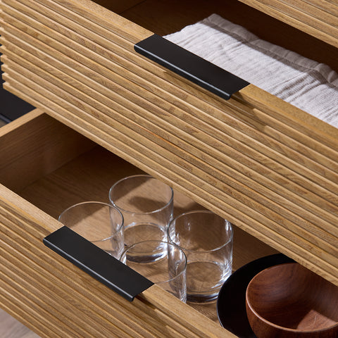 SoBuy HFSB02-SCH Lage dressoir, commode opbergkast, dressoir voor keuken, eetkamer, woonkamer, entree, met kast, 1 deur en 3 laden