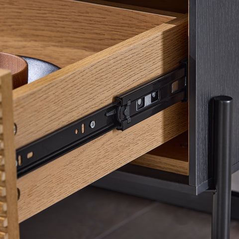 SoBuy HFSB02-SCH Lage dressoir, commode opbergkast, dressoir voor keuken, eetkamer, woonkamer, entree, met kast, 1 deur en 3 laden