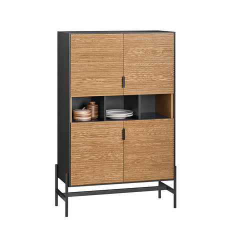 SoBuy HFSB03-SCH Keukendressoir, keukenkast, keukenservies, opbergkast voor keuken, eetkamer, woonkamer, met 3 open vakken