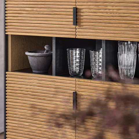 SoBuy HFSB03-SCH Keukendressoir, keukenkast, keukenservies, opbergkast voor keuken, eetkamer, woonkamer, met 3 open vakken
