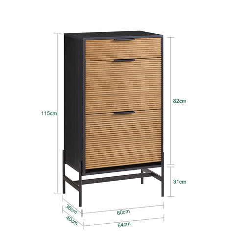 SoBuy HFSR03-SCH Schoenenkast, halmeubel, schoenenopbergkast, schoenenkast met 1 lade en 2 kleppen voor entree, hal en woonkamer
