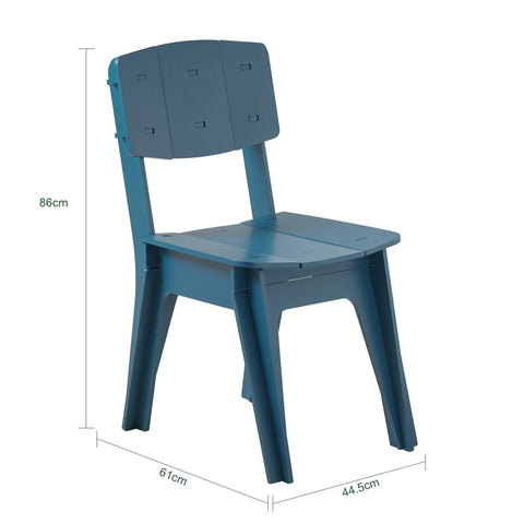 SoBuy HFST01-B Designstoel, Eetkamerstoel, Bureaustoel, Comfortabele Ergonomische, met Rugleuning, Zithoogte 41 cm, Structuur Pen-en-Gat, Hout, Blauw, 44,5x86x61 cm