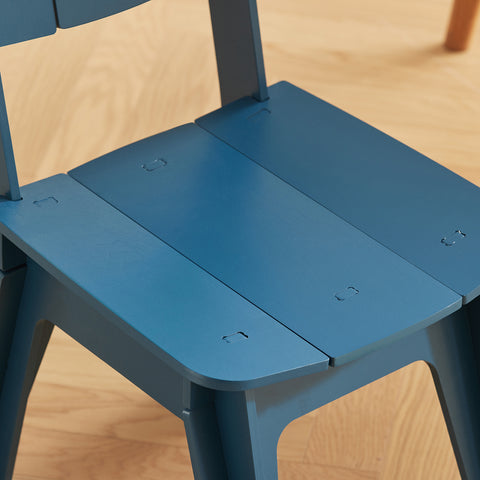 SoBuy HFST01-B Designstoel, Eetkamerstoel, Bureaustoel, Comfortabele Ergonomische, met Rugleuning, Zithoogte 41 cm, Structuur Pen-en-Gat, Hout, Blauw, 44,5x86x61 cm