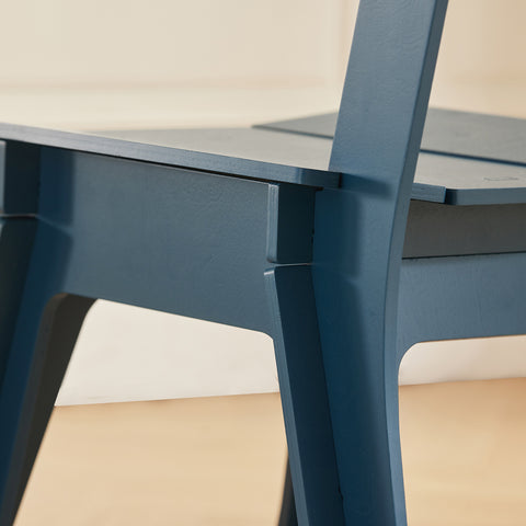 SoBuy HFST01-B Designstoel, Eetkamerstoel, Bureaustoel, Comfortabele Ergonomische, met Rugleuning, Zithoogte 41 cm, Structuur Pen-en-Gat, Hout, Blauw, 44,5x86x61 cm