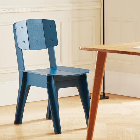 SoBuy HFST01-B Designstoel, Eetkamerstoel, Bureaustoel, Comfortabele Ergonomische, met Rugleuning, Zithoogte 41 cm, Structuur Pen-en-Gat, Hout, Blauw, 44,5x86x61 cm
