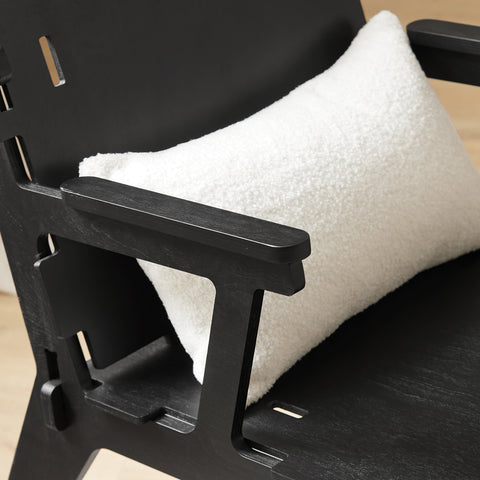 SoBuy HFST02-SCH Designstoel, Eetkamerstoel, Bureaustoel, Comfortabele Ergonomische, met Rugleuning, Zithoogte 35 cm, Structuur Pen-en-Gat, Hout, Zwart