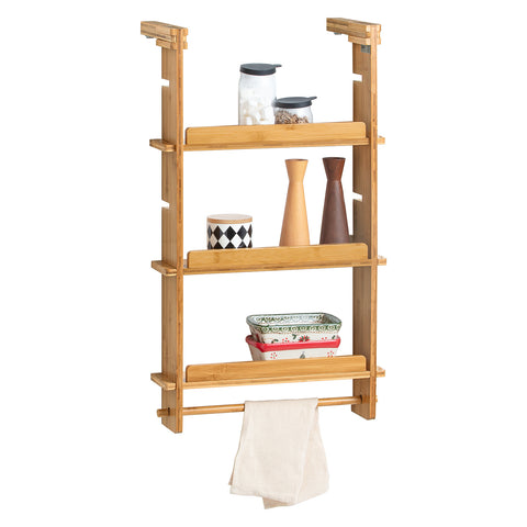 SoBuy KCR03-N Keukenplank Bamboe Kruidenrek met 3 planken Hangplank voor koelkast
