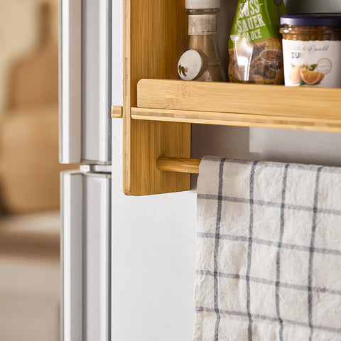 SoBuy KCR03-N Keukenplank Bamboe Kruidenrek met 3 planken Hangplank voor koelkast