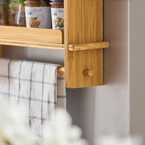 SoBuy KCR03-N Keukenplank Bamboe Kruidenrek met 3 planken Hangplank voor koelkast