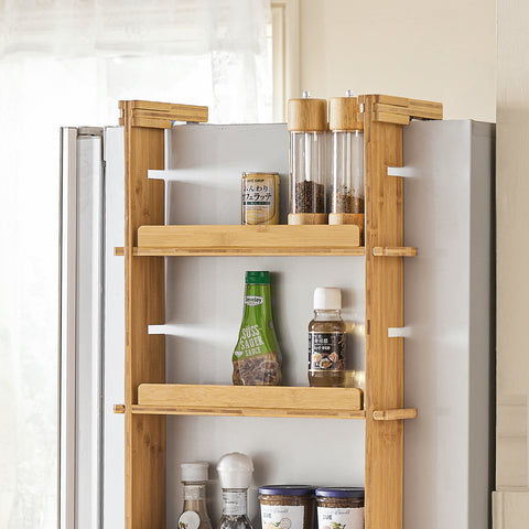 SoBuy KCR03-N Keukenplank Bamboe Kruidenrek met 3 planken Hangplank voor koelkast