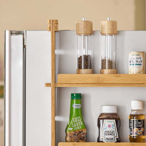 SoBuy KCR03-N Keukenplank Bamboe Kruidenrek met 3 planken Hangplank voor koelkast