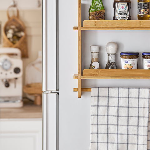 SoBuy KCR03-N Keukenplank Bamboe Kruidenrek met 3 planken Hangplank voor koelkast