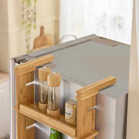 SoBuy KCR03-N Keukenplank Bamboe Kruidenrek met 3 planken Hangplank voor koelkast