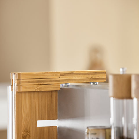 SoBuy KCR03-N Keukenplank Bamboe Kruidenrek met 3 planken Hangplank voor koelkast