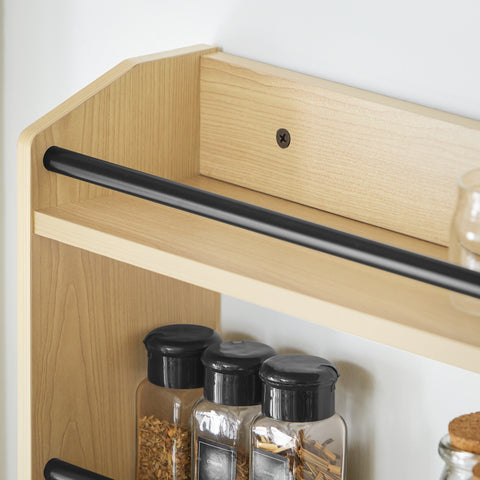 SoBuy KCR12-N Wandrek, kruidenrek, opslag, keuken, badkamerrek met 4 planken en 3 haken, 38 x 17 x 75 cm