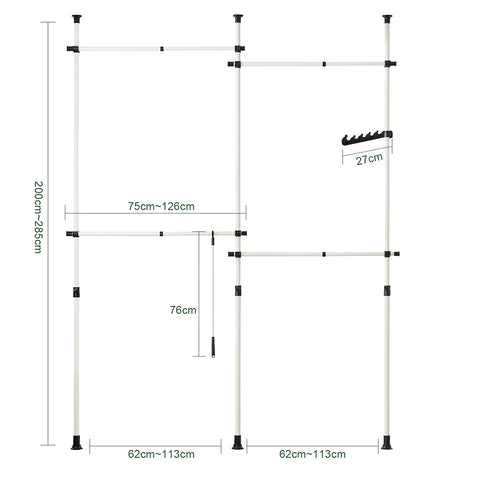 SoBuy KLS03 Kledingrek | Klerenrailsysteem | Opbergsysteem | Wit