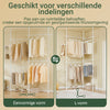 SoBuy KLS03-II-W Stevige Uitschuifbare Kledingstang – Verstelbare Open Garderobe met Hangerstangen, Kapstok voor Slaapkamer/Dressing – Wit