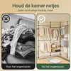 SoBuy KLS04-II-BR Telescopisch Kledingrek, Stevig Kledinghangerrek, Verstelbare Open Garderobekast met Kledingstangen en Planken voor Slaapkamer, Inloopkast, Bruin