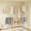 SoBuy KLS04-II-W Telescopische Kledingrek – Robuuste Open Garderobe met Stangen en Planken – Kapstok voor Slaapkamer of Dressing – Wit