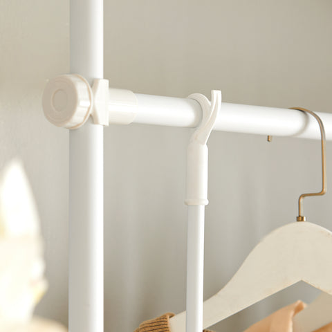 SoBuy KLS07-W Kledingrek Telescopisch Opbergsysteem met 1 Bar 3 Planken en 1 Vorkkleding - Staal Plastic ââââ‚?Wit