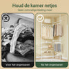 SoBuy KLS17-WN Telescopisch kledingrek, robuuste kledingkast, open verstelbare kledingkast met planken en stangen, wit